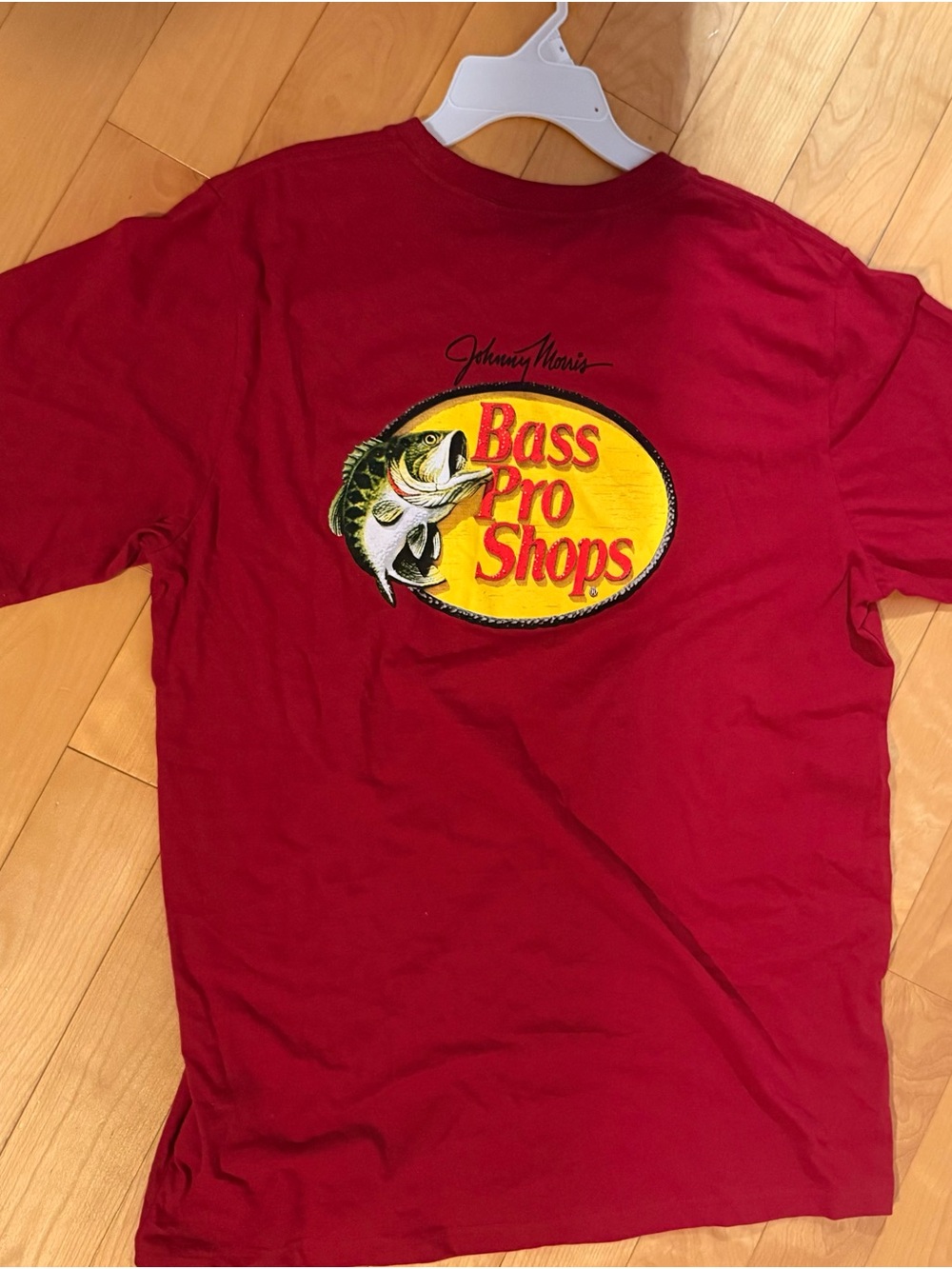 Bass Pro Shops Red Tee with Yellow Logo and Green Fish/ T-shirt